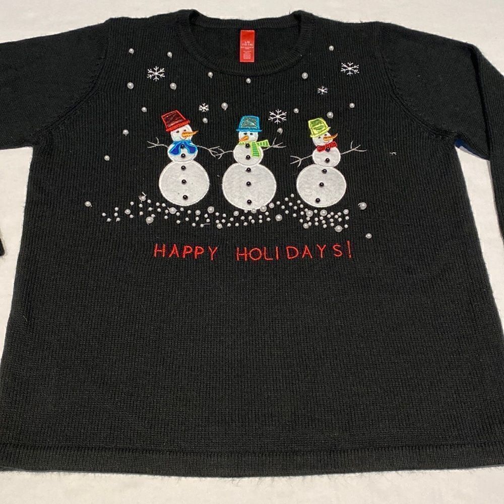 Snowman holiday sweater embellished with pearls size 12-14